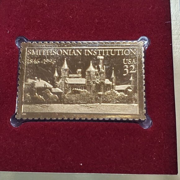 22kt Gold Stamp Replica Smithsonian Institution 150th Anniversary - Picture 4 of 9